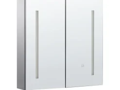 Best Szafka łazienkowa wisząca z lustrem LED CHABUNCO 60 cm 60 cm Czarny Lustrzane Szafki|Wszystko Do Przechowywania W Łazience