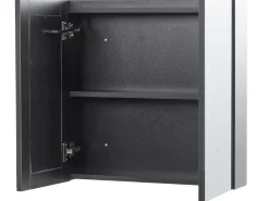 Best Szafka łazienkowa wisząca z lustrem LED CHABUNCO 60 cm 60 cm Czarny Lustrzane Szafki|Wszystko Do Przechowywania W Łazience