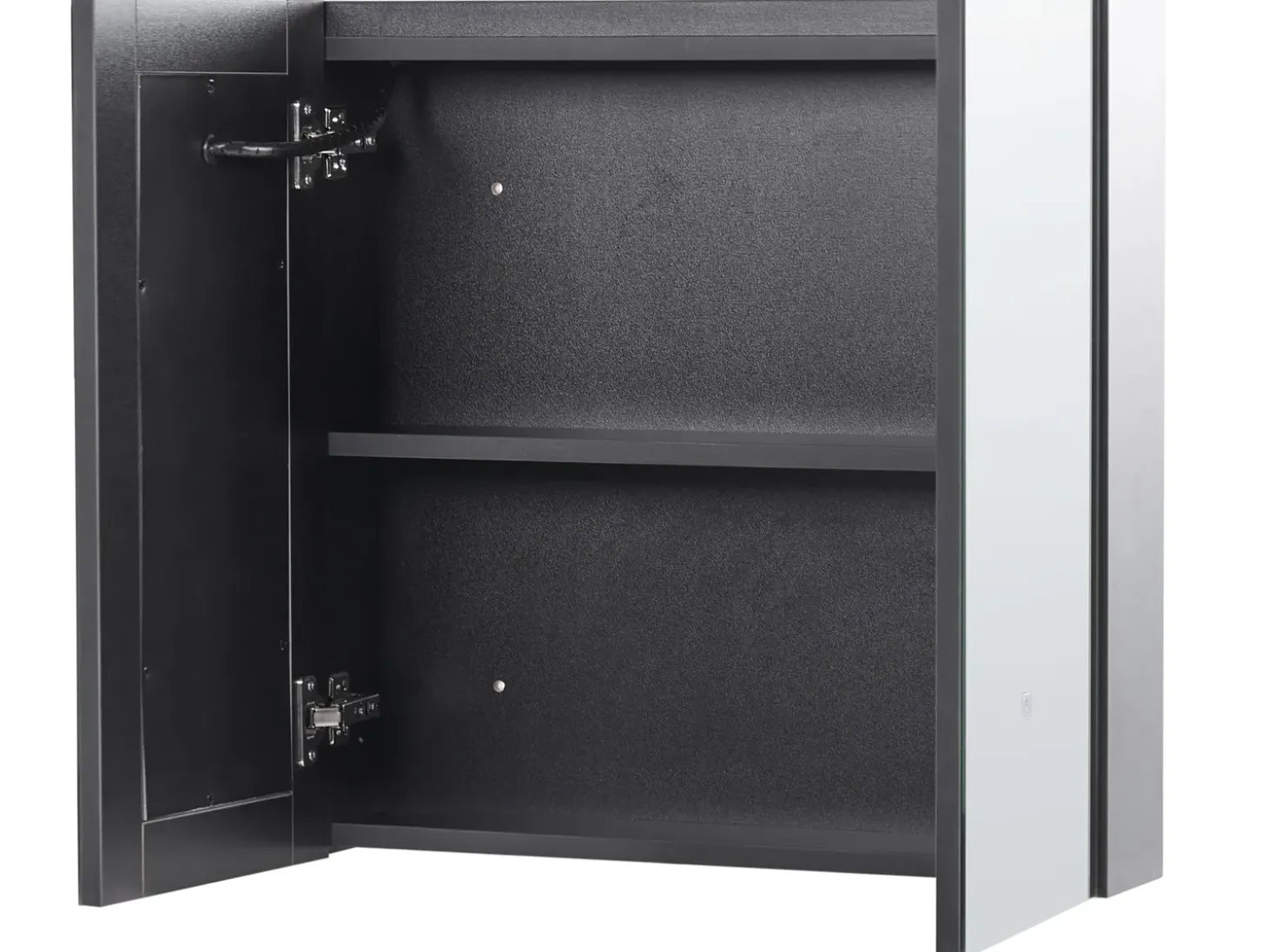 Best Szafka łazienkowa wisząca z lustrem LED CHABUNCO 60 cm 60 cm Czarny Lustrzane Szafki|Wszystko Do Przechowywania W Łazience