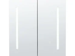 Best Szafka łazienkowa wisząca z lustrem LED CHABUNCO 60 cm 60 cm Czarny Lustrzane Szafki|Wszystko Do Przechowywania W Łazience