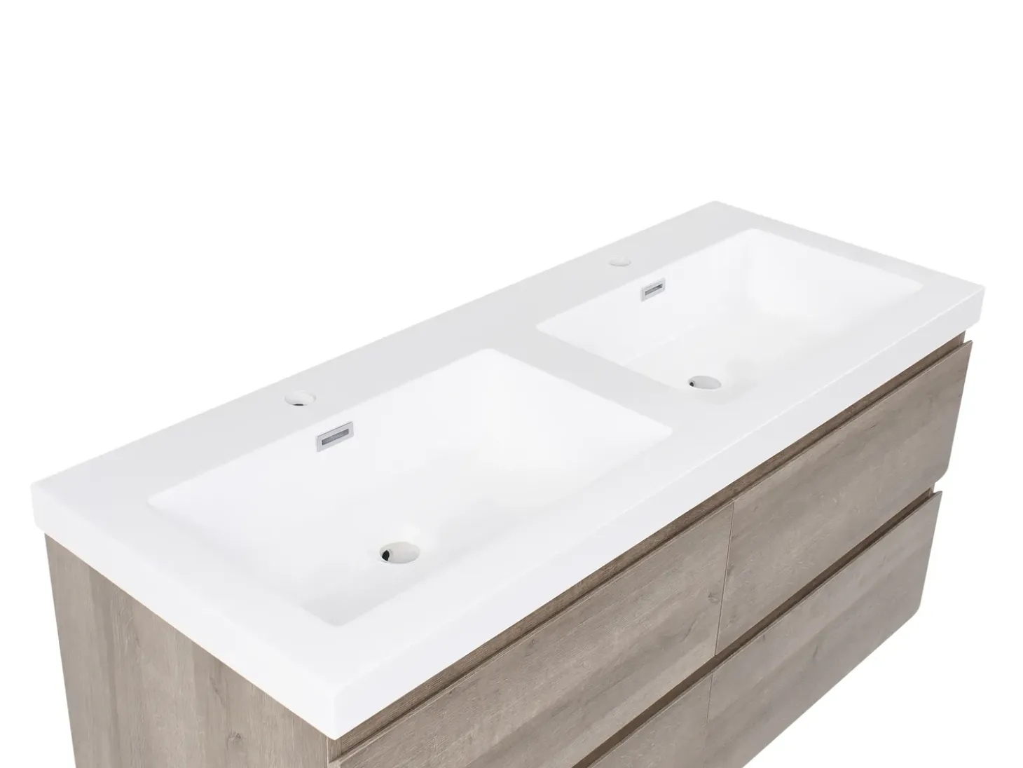 Outlet Szafka łazienkowa wisząca z podwójną umywalką VIEDMA Beżowoszary Wszystko Do Przechowywania W Łazience|Szafki Pod Umywalkę