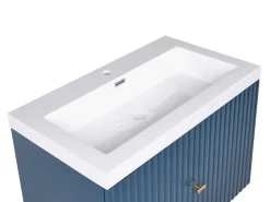 Discount Szafka łazienkowa wisząca z umywalką ze złotym uchwytem LAGO Ciemnoniebieski Wszystko Do Przechowywania W Łazience|Szafki Pod Umywalkę
