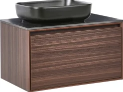 Outlet Szafka łazienkowa wisząca z umywalką ARICA Ciemnobrązowy Wszystko Do Przechowywania W Łazience|Szafki Pod Umywalkę