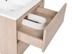 Clearance Szafka łazienkowa wisząca z umywalką VITA Jasnobrązowy Wszystko Do Przechowywania W Łazience|Szafki Pod Umywalkę