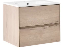 Clearance Szafka łazienkowa wisząca z umywalką VITA Jasnobrązowy Wszystko Do Przechowywania W Łazience|Szafki Pod Umywalkę