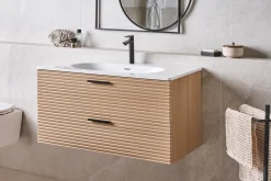 Discount Szafka łazienkowa wisząca z umywalką ARAPA Jasnobrązowy Wszystko Do Przechowywania W Łazience|Szafki Pod Umywalkę