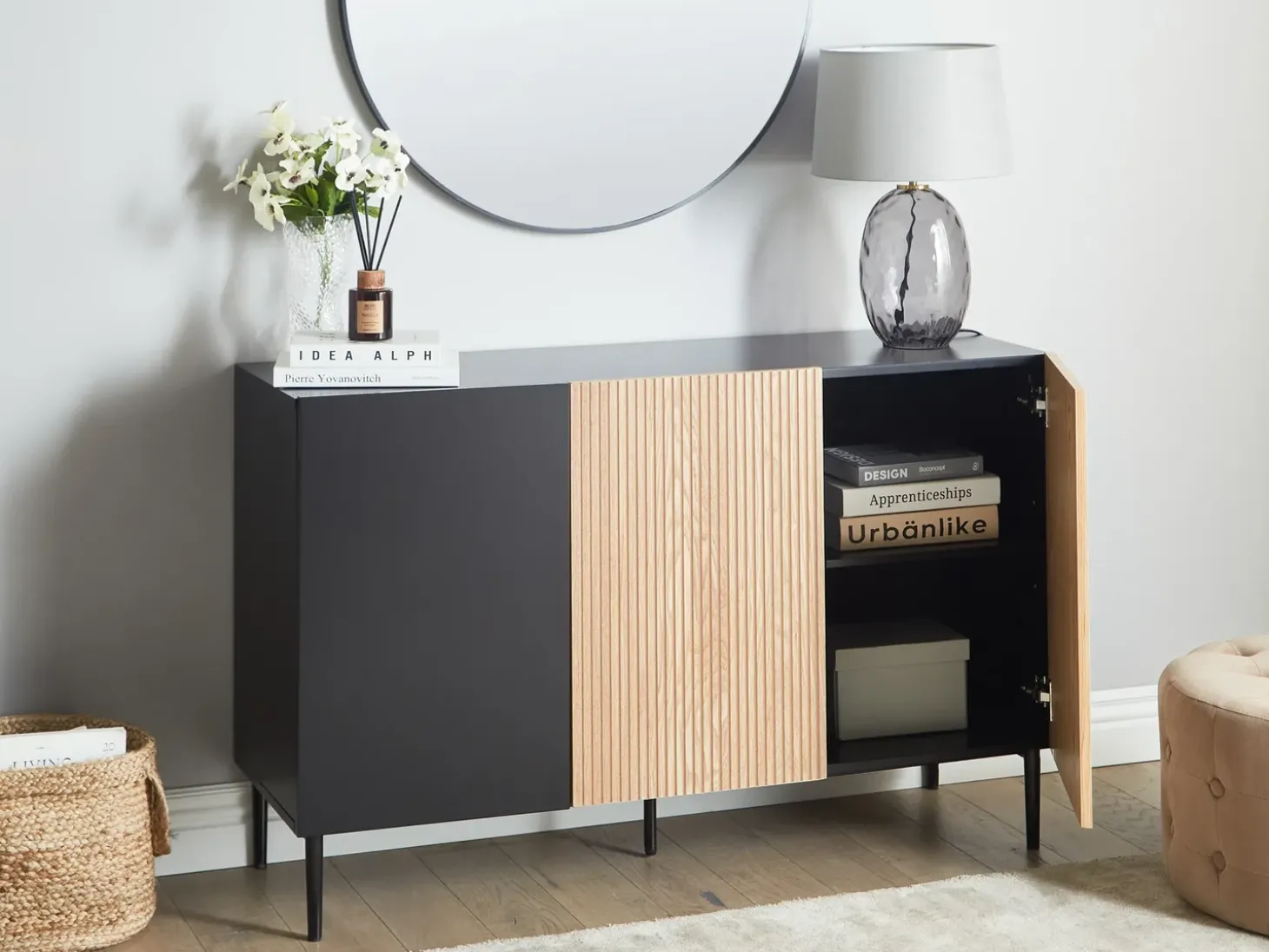 Clearance BLYTHE Jesion naturalny Czarny Szafki I Komody|Szafki I Komody
