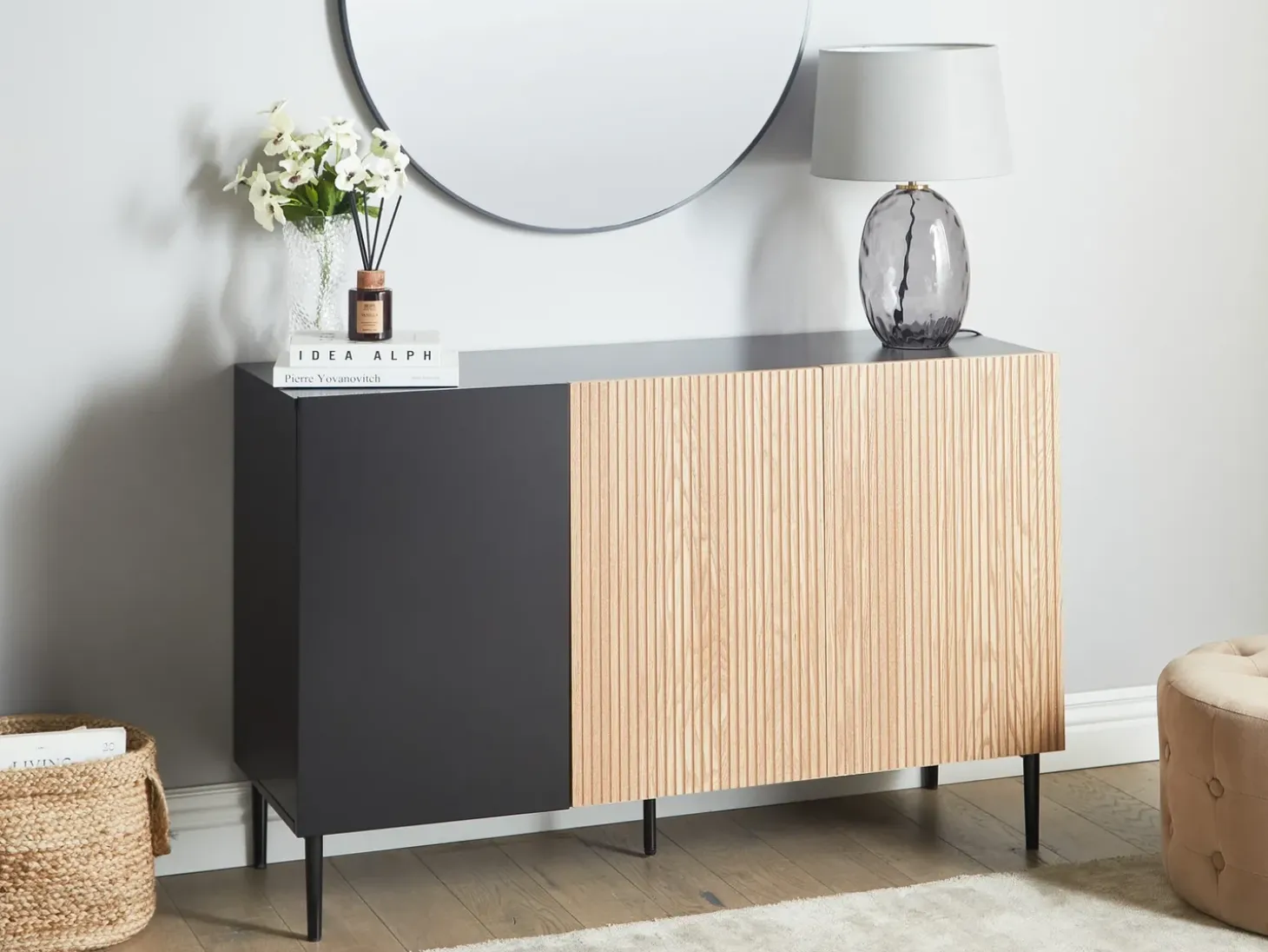 Clearance BLYTHE Jesion naturalny Czarny Szafki I Komody|Szafki I Komody