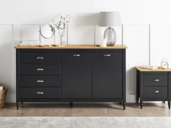 Outlet SHILLINGTON Drewno sosnowe Czarny Szafki I Komody|Szafki I Komody