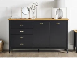 Outlet SHILLINGTON Drewno sosnowe Czarny Szafki I Komody|Szafki I Komody