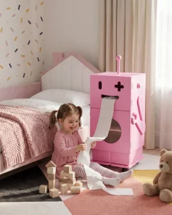 Outlet Szafka EDGAR 89 cm Różowy z kółkami Dzieci Biblioteczki I Regały|Przechowywanie Dla Dzieci