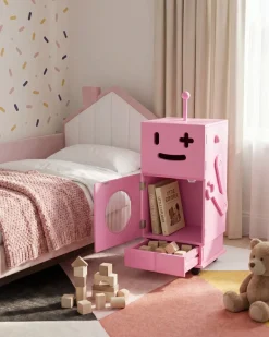 Outlet Szafka EDGAR 89 cm Różowy z kółkami Dzieci Biblioteczki I Regały|Przechowywanie Dla Dzieci