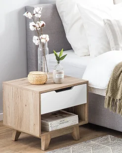 Outlet Szafka nocna 1 szuflada SPENCER Biały Wszystkie Stoły|Wszystkie Stoły