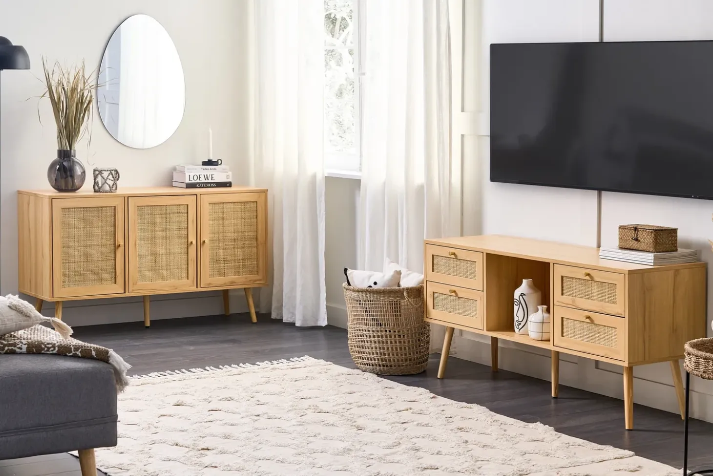 New PEROTE Rattan Jasnobrązowy Szafki I Komody|Szafki I Komody