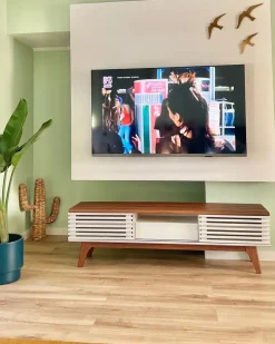 Hot Szafka RTV DETROIT Brązowy/ biały Szafki Rtv|Wszystko Do Przechowywania