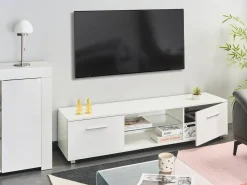 Clearance Szafka RTV LED BANFF Biały Szafki Rtv|Wszystko Do Przechowywania