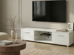 Clearance Szafka RTV LED BANFF Biały Szafki Rtv|Wszystko Do Przechowywania