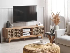 Discount Szafka RTV PRESCOT Jasnobrązowy Szafki Rtv|Wszystko Do Przechowywania