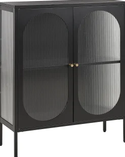 Szafka ze szklanymi drzwiami SARRE Metal 90 cm Czarny