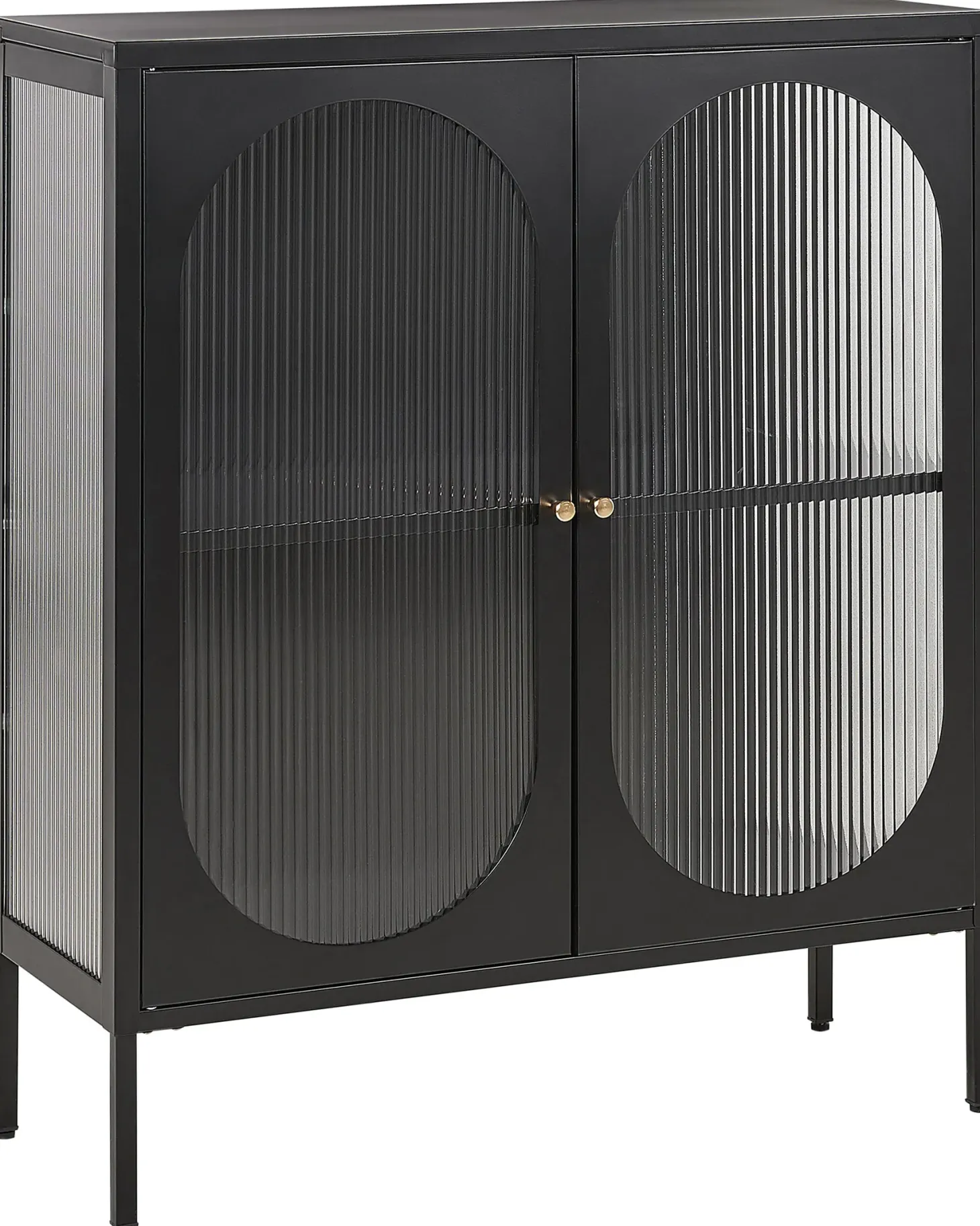 Szafka ze szklanymi drzwiami SARRE Metal 90 cm Czarny