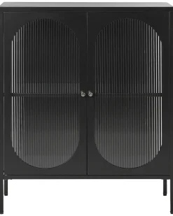 Szafka ze szklanymi drzwiami SARRE Metal 90 cm Czarny