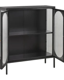 Szafka ze szklanymi drzwiami SARRE Metal 90 cm Czarny