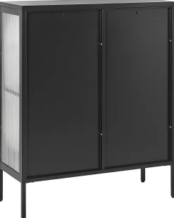 Szafka ze szklanymi drzwiami SARRE Metal 90 cm Czarny