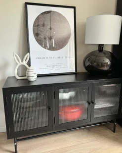 Clearance Szafka ze szklanymi drzwiami DEVON Metal 115 cm Wszystko Do Przechowywania W Kuchni|Wszystko Do Przechowywania