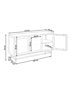 Clearance Szafka ze szklanymi drzwiami DEVON Metal 115 cm Wszystko Do Przechowywania W Kuchni|Wszystko Do Przechowywania