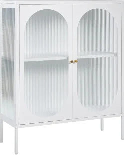 Outlet Szafka ze szklanymi drzwiami SARRE Metal 90 cm Biały Wszystko Do Przechowywania W Kuchni|Wszystko Do Przechowywania