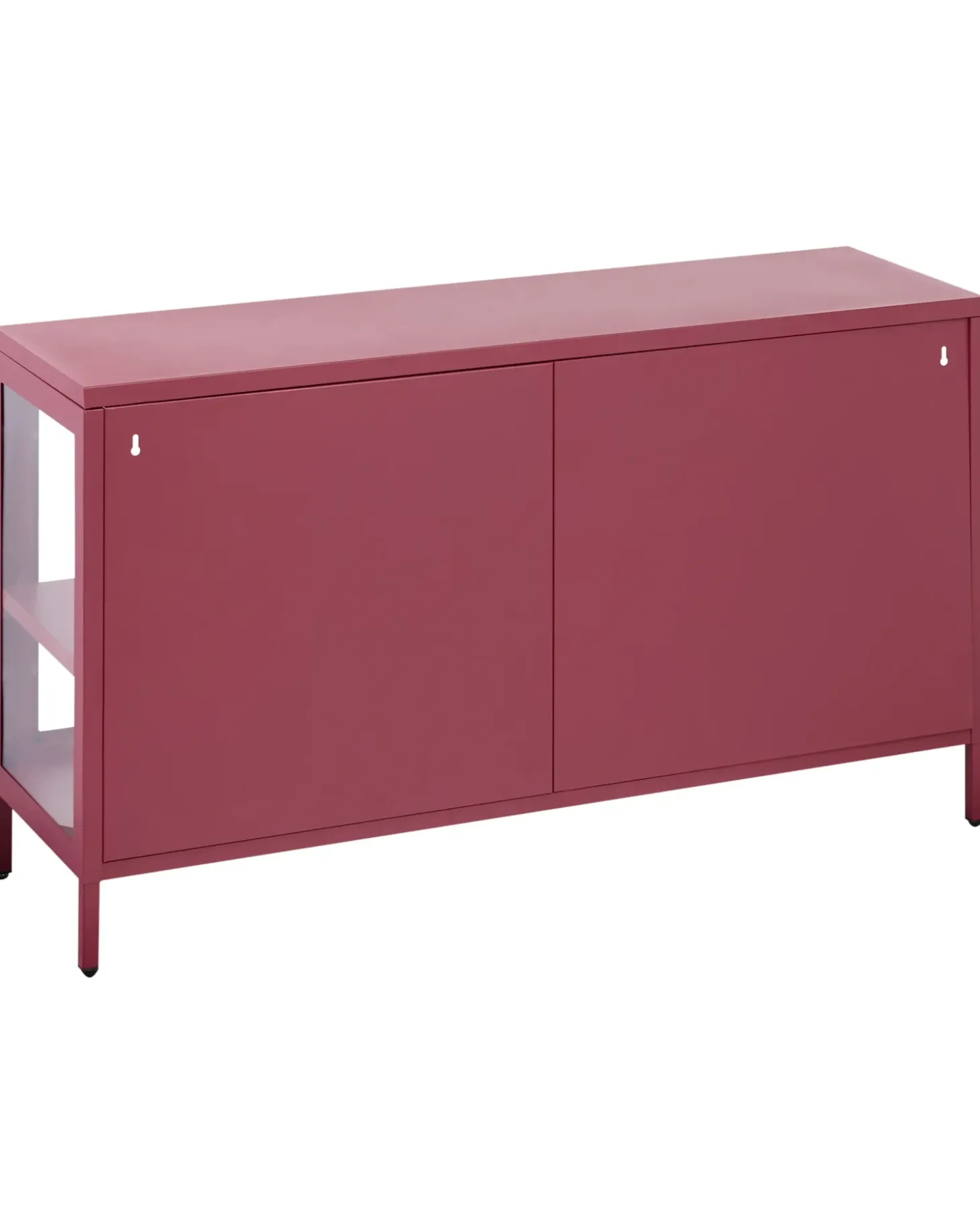 Hot Szafka ze szklanymi drzwiami NEWPORT Metal 115 cm Bordowy Wszystko Do Przechowywania W Kuchni|Wszystko Do Przechowywania