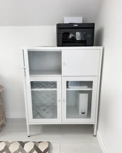 Discount Szafka ze szklanymi drzwiami ESHOLT Metal 80 cm Wszystko Do Przechowywania W Kuchni|Wszystko Do Przechowywania