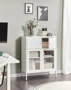 Discount Szafka ze szklanymi drzwiami ESHOLT Metal 80 cm Wszystko Do Przechowywania W Kuchni|Wszystko Do Przechowywania