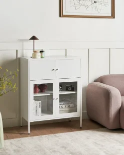 Discount Szafka ze szklanymi drzwiami ESHOLT Metal 80 cm Wszystko Do Przechowywania W Kuchni|Wszystko Do Przechowywania