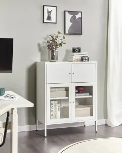 Discount Szafka ze szklanymi drzwiami ESHOLT Metal 80 cm Wszystko Do Przechowywania W Kuchni|Wszystko Do Przechowywania