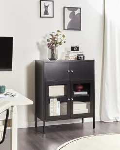 New Szafka ze szklanymi drzwiami ESHOLT Metal 80 cm Wszystko Do Przechowywania W Kuchni|Wszystko Do Przechowywania