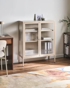 Online Szafka ze szklanymi drzwiami LERRYN Metal 90 cm Wszystko Do Przechowywania W Kuchni|Wszystko Do Przechowywania