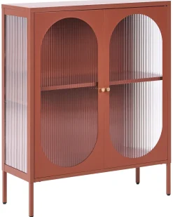 Discount Szafka ze szklanymi drzwiami SARRE Metal 90 cm Złoty brąz Wszystko Do Przechowywania W Kuchni|Wszystko Do Przechowywania