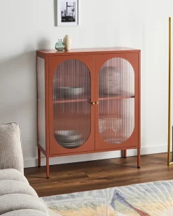Discount Szafka ze szklanymi drzwiami SARRE Metal 90 cm Złoty brąz Wszystko Do Przechowywania W Kuchni|Wszystko Do Przechowywania