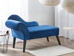 Clearance BIARRITZ Welur Granatowy Szezlongi|Wszystkie Sofy