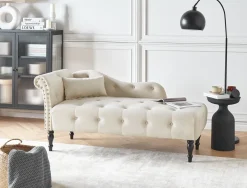 Discount Szezlong IVRY Welur Jasnobeżowy Szezlongi|Wszystkie Sofy