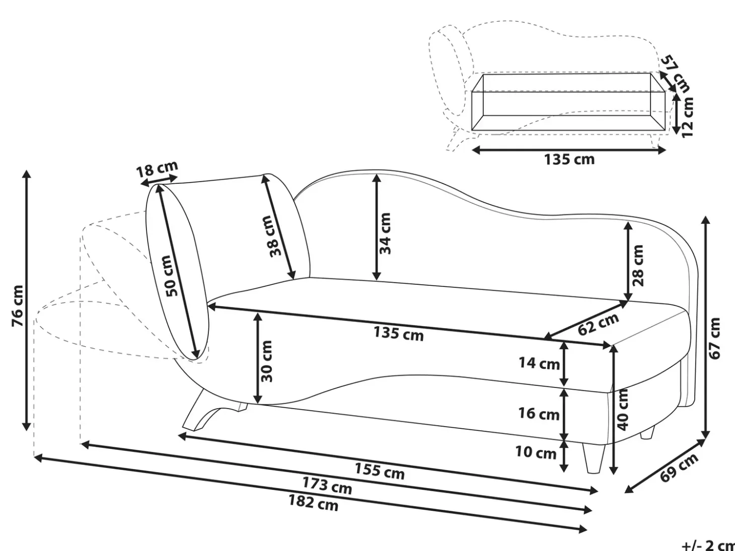 Hot Szezlong lewostronny MERI Jasnoszary ze schowkiem Szezlongi|Wszystkie Sofy