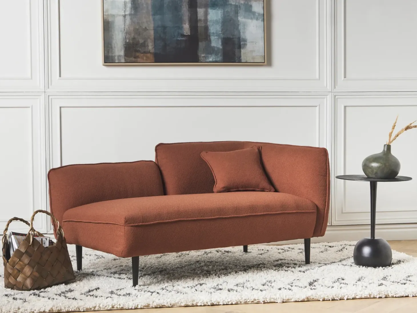 Clearance Szezlong CHEVANNES Boucle Bordowy Szezlongi|Wszystkie Sofy