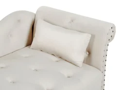 Discount Szezlong IVRY Welur Jasnobeżowy Szezlongi|Wszystkie Sofy