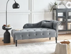 Outlet Szezlong IVRY Welur Szary Szezlongi|Wszystkie Sofy