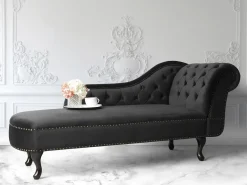 Discount Szezlong NIMES Welur Czarny Szezlongi|Wszystkie Sofy
