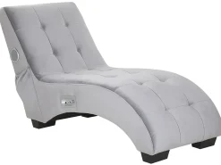 Hot Szezlong SIMORRE Welur Szary Wbudowany głośnik Bluetooth Szezlongi|Wszystkie Sofy