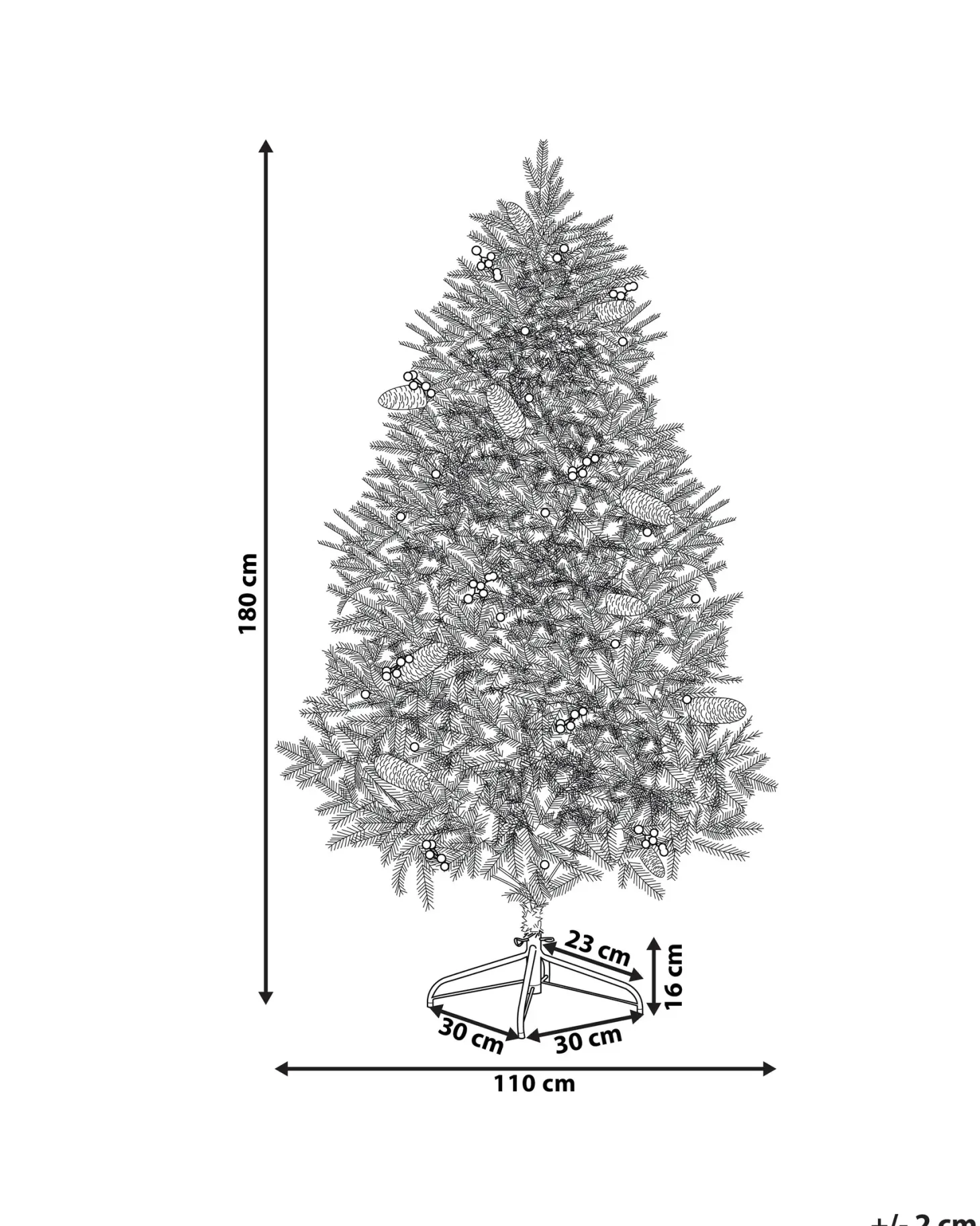 Sztuczna choinka świąteczna LED PALOMAR 180 cm Ciemnozielony