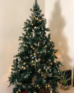 Sztuczna choinka świąteczna LED PALOMAR 180 cm Ciemnozielony