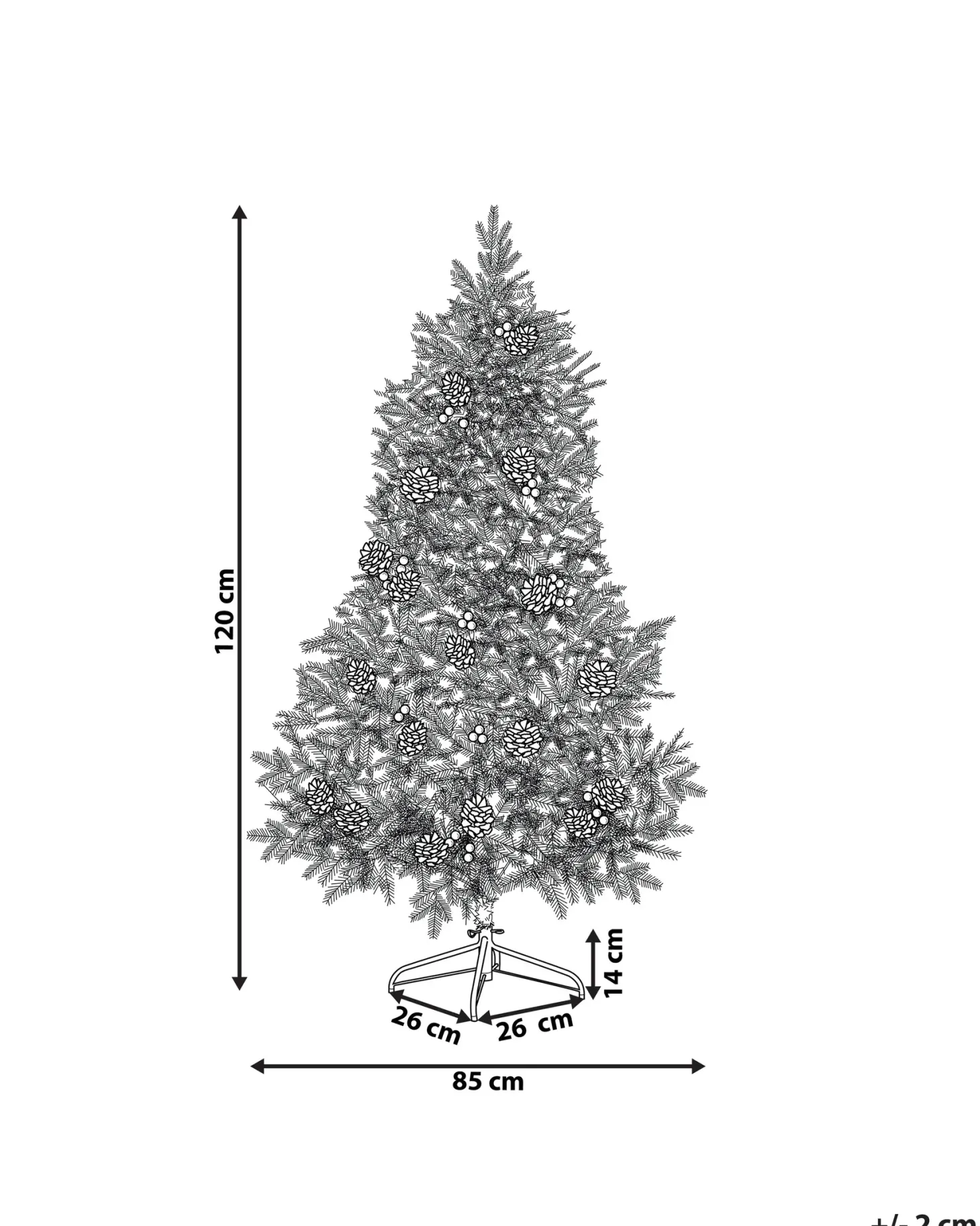 Sztuczna choinka świąteczna LED PALOMAR 120 cm Ciemnozielony